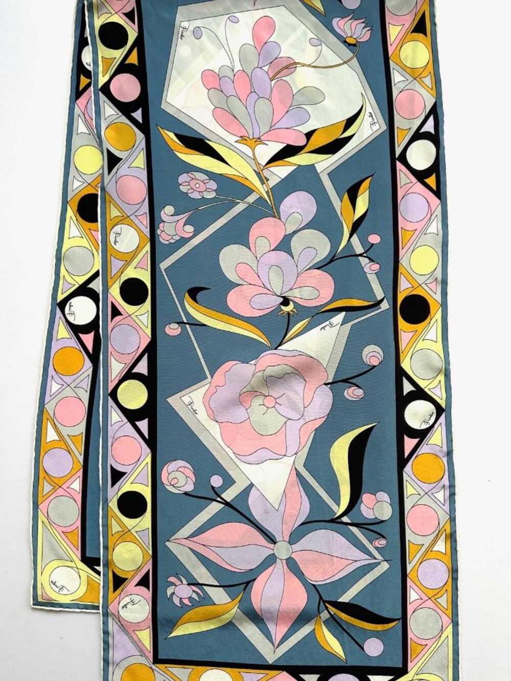 Emilio Pucci Silk Scarf - pink, blue, lavender, yellow - Picture 2 of 6